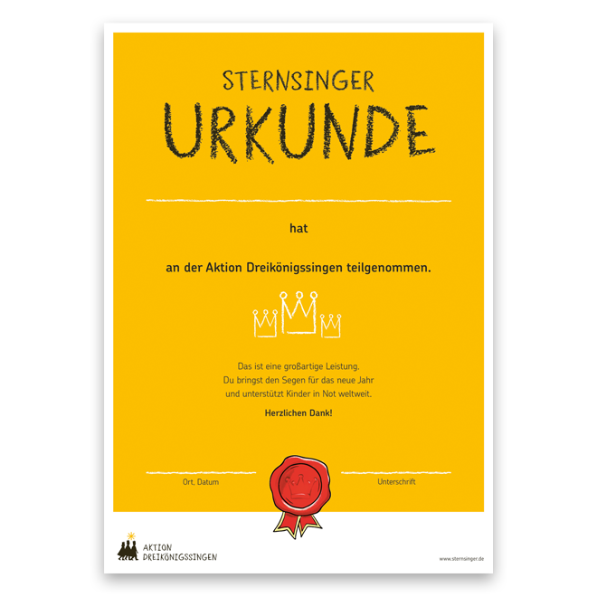 Sternsinger Urkunde - 5er Bündel