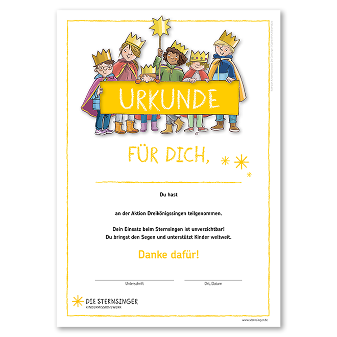 Sternsinger Urkunde - 5er Bündel