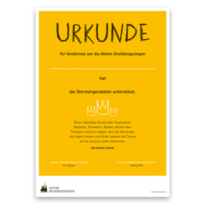 Urkunde für Ehrenamtliche - 5er Bündel