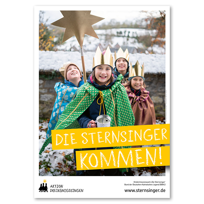 Ankündigungsplakat: Die Sternsinger kommen!